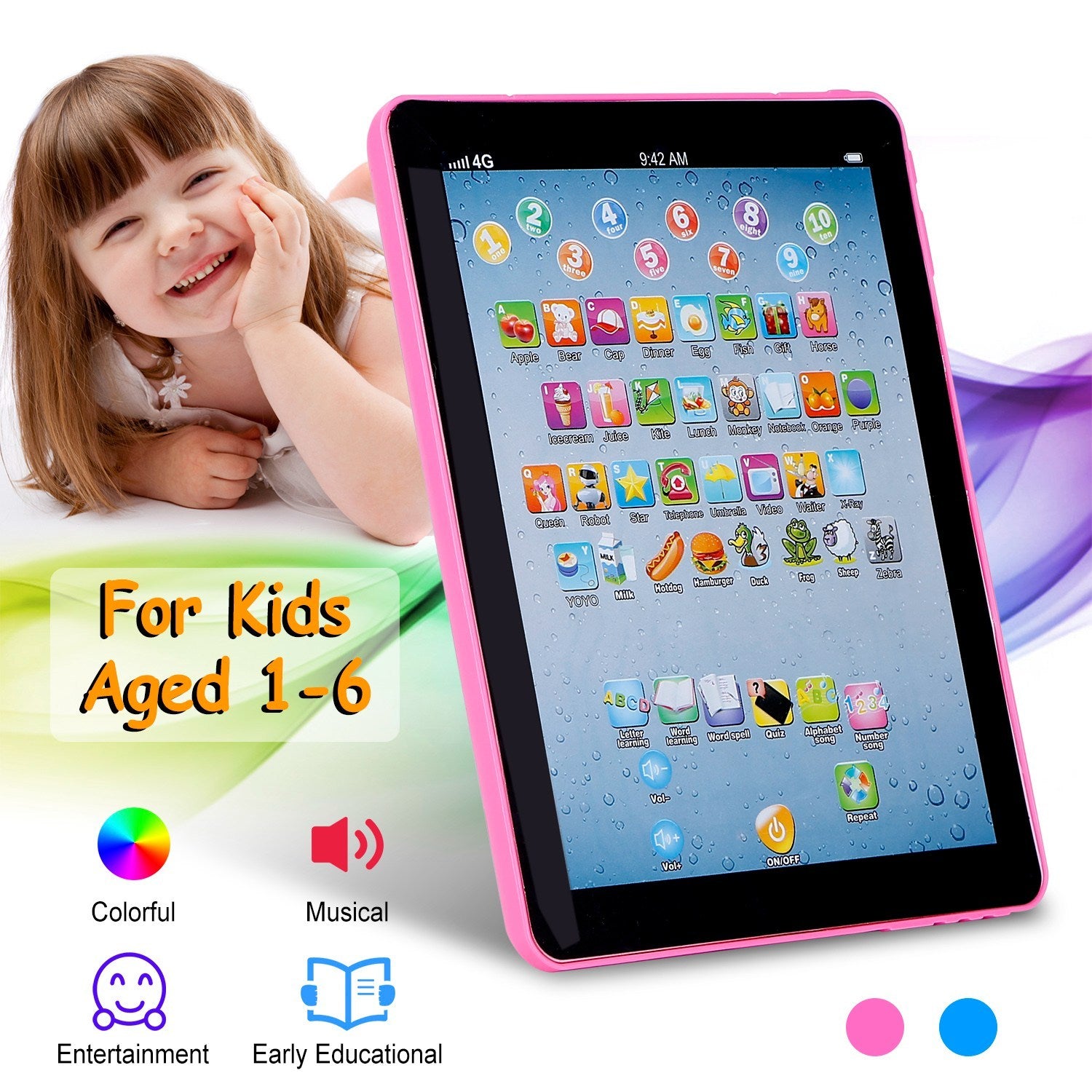 Baby Learning Tablet Educational Mini Pads Toys Touch Learn Toddler Tablet For ABC Numbers Words Gift For Boys Girls Aged 1-6 Year Old Kids - Lilo Bloom