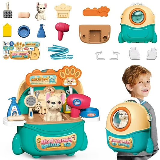 2025 Pet Care Play Set Doctor Kit For Kids, 16 Pcs Doctor Pretend Play Vet Dog Grooming Toys Puppy Dog Carrier Feeding Dog Backpack Gifts.Logistics Is Randomly Sent By UPS,USPS,FEDEX. - Lilo Bloom