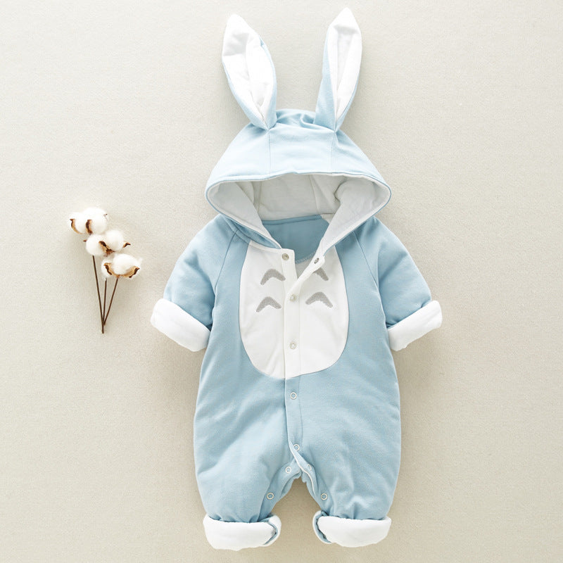 The new cotton padded cotton baby romper thickened chinchilla hooded cotton baby Onesies newborn go climbing clothes - Lilo Bloom