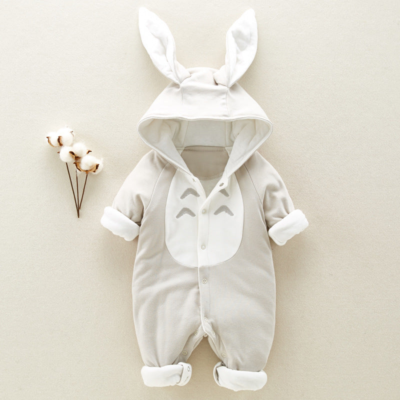 The new cotton padded cotton baby romper thickened chinchilla hooded cotton baby Onesies newborn go climbing clothes - Lilo Bloom
