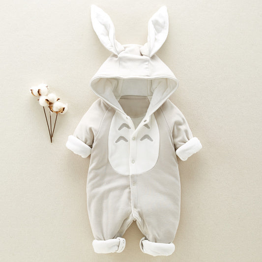 The new cotton padded cotton baby romper thickened chinchilla hooded cotton baby Onesies newborn go climbing clothes - Lilo Bloom