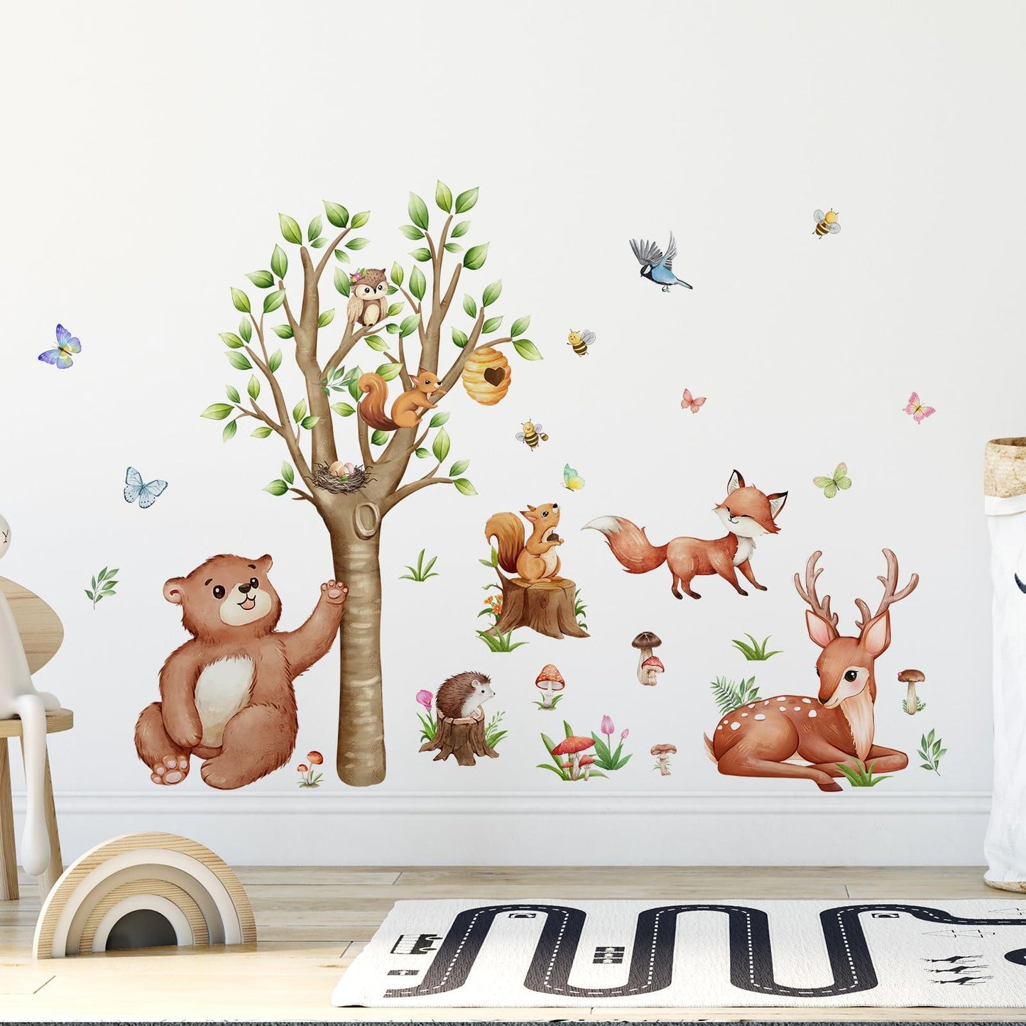 Wall Stickers Decals Animal Jungle Forest Train Kids Room Nursery Decor Peel & Stick - Lilo Bloom