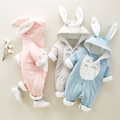 The new cotton padded cotton baby romper thickened chinchilla hooded cotton baby Onesies newborn go climbing clothes - Lilo Bloom
