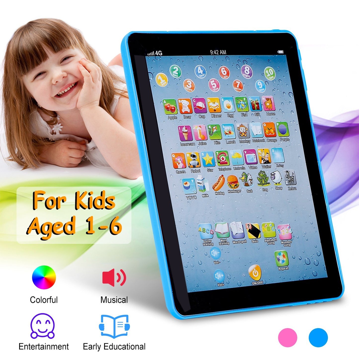 Baby Learning Tablet Educational Mini Pads Toys Touch Learn Toddler Tablet For ABC Numbers Words Gift For Boys Girls Aged 1-6 Year Old Kids - Lilo Bloom