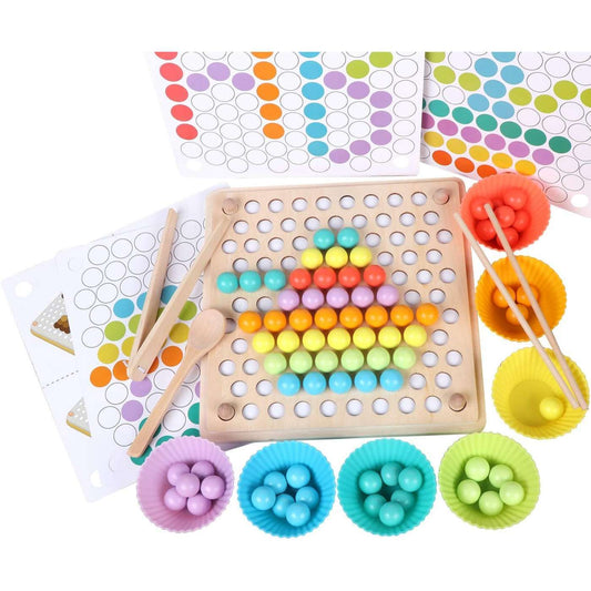Wooden Peg Board Beads Game, Learning Montessori Toys,Color Sorting Stacking Matching Toys For Toddlers, Counting Toy For Kids, Educational Games For Fine Motor Math, Gift For Girls And Boys - Lilo Bloom