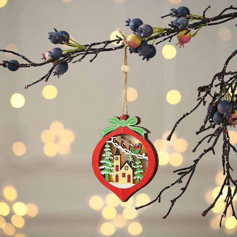 Christmas Decorations Hollow Wooden Pendant Creative Light Included Car Tree Ornaments Christmas Decor Kids Christmas Indoor - Lilo Bloom