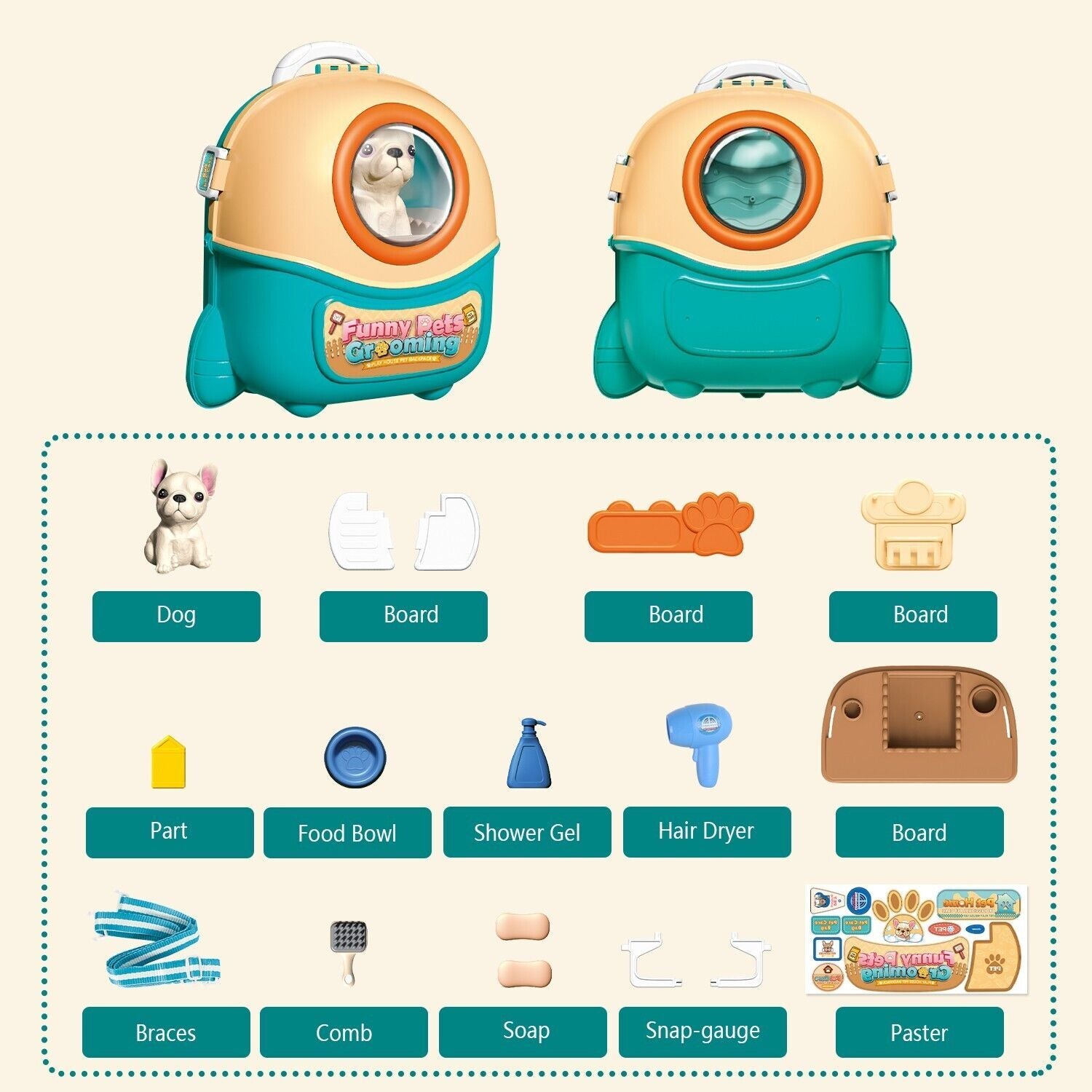 2025 Pet Care Play Set Doctor Kit For Kids, 16 Pcs Doctor Pretend Play Vet Dog Grooming Toys Puppy Dog Carrier Feeding Dog Backpack Gifts.Logistics Is Randomly Sent By UPS,USPS,FEDEX. - Lilo Bloom