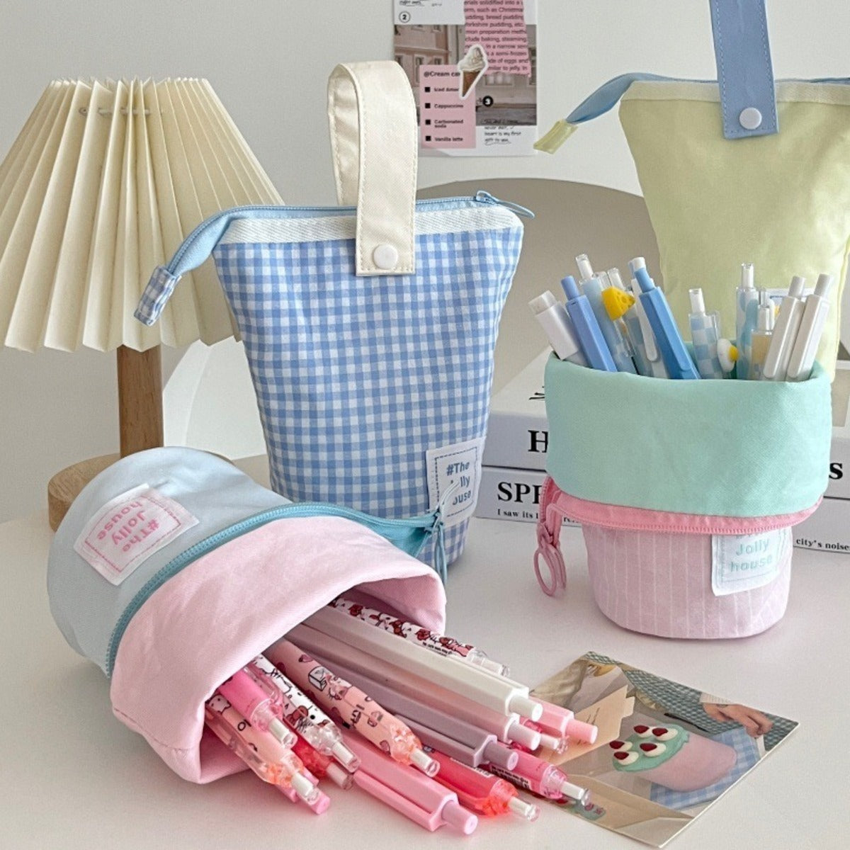 Foldable Standing Pencil Pen Case With Compartments Large Capacity Pencil Pouch Bag School Aesthetic Supplies For Girls Boys Adults - Lilo Bloom