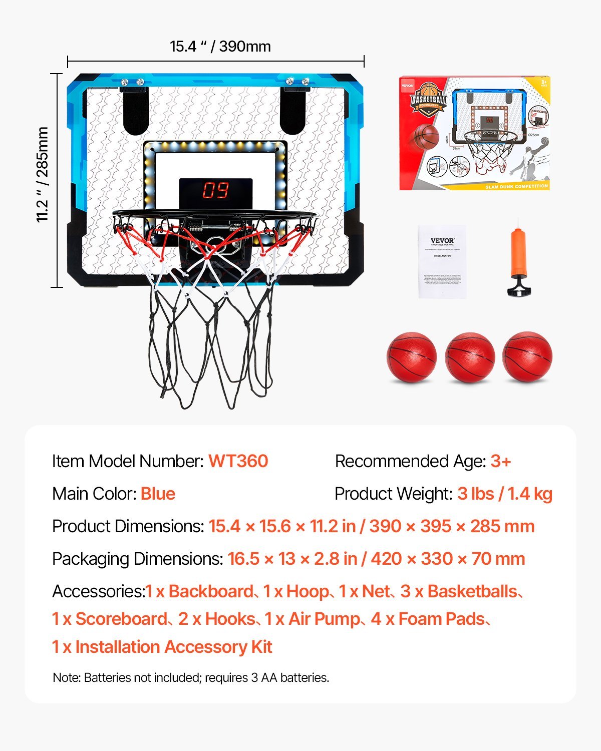 Kids Basketball Hoop With LED Lights & Audio Scoreboard Indoor Basketball Hoop - Lilo Bloom